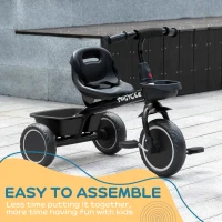 AIYAPLAY Kids Trike for 2-5 Years with Adjustable Seat, Pedal, Baskets, Black(m-6)