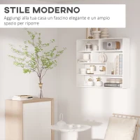 HOMCOM Libreria a Muro Moderna in Legno a 4 Livelli, 94x19.5x80cm, Bianco(m-4)
