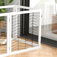 PawHut 6 Panels Pet Gate, Wooden Foldable Dog Barrier w/ Two Support Feet, for Small, Medium Dogs - White(m-9)