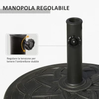 Outsunny Base per Ombrellone in Resina 19kg con Decorazioni e Accoppiatore, Antiruggine, Φ54.5cm, Bronzo(m-5)