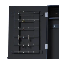 HOMCOM Espejo Joyero Colgante de Pared Armario de Joyería Organizador de Joyas con Ganchos y Ranuras para Collares para Dormitorio Salón 37x9,5x112 cm Negro(m-8)