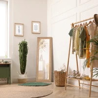 HOMCOM Espejo de Pared Cuerpo Entero 163x53,5 cm Espejo Colgante Grande de Madera Decoración para Salón Dormitorio Natural(m-2)