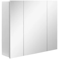 kleankin Armadietto Bagno con 3 Ante Specchiate e Ripiani Regolabili, 70x15x60cm, Bianco(m-1)