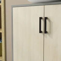 kleankin Mobile Bagno sottolavabo con Doppia anta e ripiano in Truciolato, 60x30x60cm, Grigio e color Quercia(m-7)