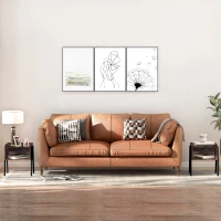 HOMCOM Bedside Table Set of 2 Industrial Nightstand Stackable End Table with Open Front Storage Compartment  Retro Furniture with Metal Legs Rustic Brown(m-5)