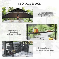 Outsunny 150 x 240cm BBQ Grill Gazebo, with Shelves - Grey(m-5)