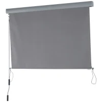 Outsunny Senkrechtmarkise Balkonmarkise Vertikalmarkise Windschutz Seitenrollo Sichtschutz mit Handkurbel Polyesterstoff+Aluminium Grau 200 x 140 cm(m-7)