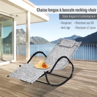 Outsunny Chaise Longue à Bascule Rocking Chair Design Contemporain dim. 160L x 61l x 79H cm métal textilène Gris chiné(m-4)