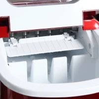 HOMCOM Eiswürfelmaschine, 2, 2 Liter, 12 kg in 24 h, Eiskugeln, selbstreinigend, inkl. Eiswanne + Eisschaufel, Rot(m-8)