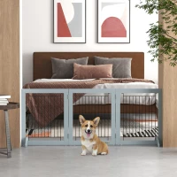 PawHut Foldable Pet Gate, with Three Panels & Two Support Feet - Grey(m-10)