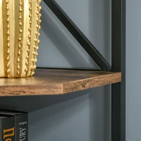 HOMCOM Libreria Angolare a Muro, Scaffale Stile Industriale in Legno e Metallo con 5 Ripiani, 39x39x175cm, Marrone Rustico(m-7)