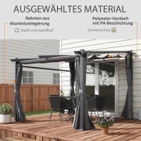 Outsunny Pergola, inklusive Befestigungsmaterial, ausziehbares Dach, 2.,97 m x 2,95 m x 2,3 m, Dunkelgrau(m-4)