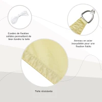Outsunny Voile d'ombrage Triangulaire Grande Taille 6 x 6 x 6 m Polyester imperméabilisé Haute densité 160 g/m² Sable(m-5)