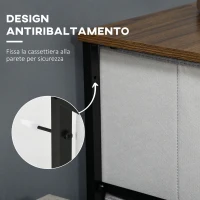 HOMCOM Cassettiera 8 Cassetti in Tessuto Rimovibili, in Legno e Acciaio Stile Industriale, 80x30x81.5cm(m-5)