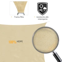 Outsunny Tenda Parasole Triangolare a Vela Anti UV, 5x5x5 m, Beige(m-6)