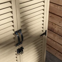 Outsunny Armadio da Esterno Portaoggetti a 2 Ripiani con Picchetti, in Legno di Abete, 75x50x111/118 cm(m-8)