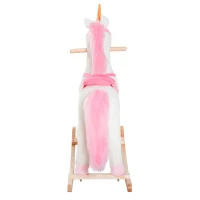 HOMCOM Caballito Balancín de Peluche Balancín Caballo Caballito Madera Juguete de Mecedora para Niños +3 Años 78x28x68cm Forma Unicornio(m-9)