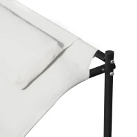 Outsunny Bain de Soleil transat à Bascule 2 Places Design Contemporain Assise Dossier ergonomiques Oreiller fourni métal Noir textilène crème(m-7)