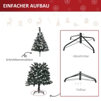 HOMCOM Künstlicher Weihnachtsbaum 1,5 m Christbaum Schnee getaucht Design Tannenbaum 378 Äste flammhemmend PVC Dunkelgrün Ø75 x 150 cm(m-6)