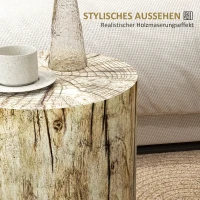 HOMCOM Beistelltisch im Baumstumpf-Design, wetterfest, für Indoor & Outdoor, Beton, Ø37 x 43 cm(m-5)