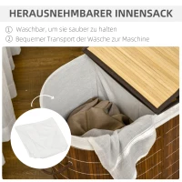 HOMCOM Wäschekorb Wäschesammler, 100L Fassungsvermögen, abnehmbarer Deckel, 38 cm x 38 cm x 57 cm, Braun(m-5)