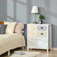 HOMCOM Cómoda para Dormitorio Bohemio con 2 Cajones 3 Compartimentos Diseño Anti-vuelco 68x34x80 cm Blanco(m-2)