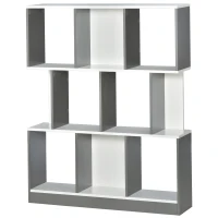 HOMCOM Bücherregal Standregal Büroregal Aktenregal für Büro Wohnzimmer Arbeitszimmer Spanplatte Grau+Weiß 100 x 24 x 124 cm(m-11)