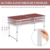 Outsunny Mesa Maleta de Aluminio 4 Taburete Plegable Portátil para Acampada Picnic Jardín Terraza Conjunto Muebles Exterior Altura Ajustable(m-6)