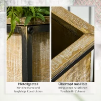 Outsunny 3er-Set Pflanzenständer, 3 Größen, Metallrahmen, rustikale Holzoptik, quadratische Blumenkästen(m-5)