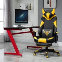 Vinsetto High-Back Gaming Chair Swivel Home Office Computer Racing Gamer Desk Chair Faux Leather with Footrest, Wheels, Black Yellow(m-2)