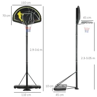 SPORTNOW 2.3-3m Basketball Hoop and Stand with High Strength PE Backboard and Weighted Base, Portable on Wheels(m-3)
