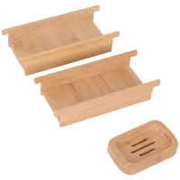 HOMCOM Pont tablette plateau de baignoire avec support de maintien rétractable 74-108L x 23l cm bambou(m-8)