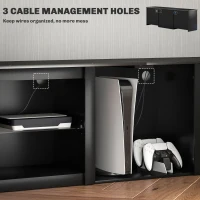 HOMCOM 65" TV Stand, with LED Lights and Storage - Black(m-7)