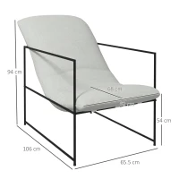HOMCOM Sessel Relaxsessel, Sessel im Industriedesign, Metallrahmen, 65,5 cm x 106 cm x 94 cm(m-3)