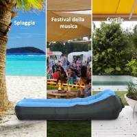 Outsunny Divano Gonfiabile da Esterno, Lettino Mare ad Aria Senza Pompa con Borsa di Trasporto, Blu(m-7)