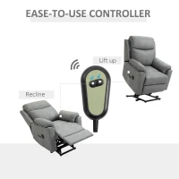 HOMCOM Faux Leather 70° Electric Riser Recliner Chair - Grey(m-5)