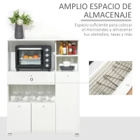 HOMCOM Mueble Auxiliar de Cocina Mueble para Microondas Aparador de Cocina con Cajón Estantes 3 Puertas 3 Compartimientos Diseño Anti-vuelco para Comedor 90x40x120 cm Blanco(m-4)