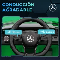 AIYAPLAY Coche Eléctrico para Niños de +3 Años Mercedes-Benz AMG GTR con Batería 12V Mando a Distancia Faros Bocina Música Verde(m-6)