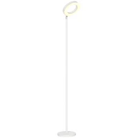 HOMCOM Lámpara de Pie Inteligente WiFi Lámpara Moderna con LED Regulable RGB 42W para Salón Dormitorio Ø25x168cm Blanco(m-1)