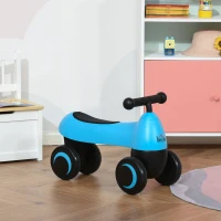 HOMCOM Draisienne vélo enfant porteur enfants voiture 4 roues EVA selle guidon ergonomique métal PP bleu noir(m-4)