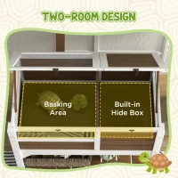 PawHut Wooden Tortoise House, with Shelter, Run, Shelf, Lamp Holder, Tray - Brown(m-4)
