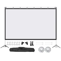 HOMCOM Projector Screen and Stand with Carry Bag, 120 inch Portable Front & Rear Projection Screen, 4K HD 16:9 Screen for Outdoor and Indoor, Home Theater, Presentation(m-11)