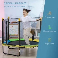 ZONEKIZ Trampoline rond enfant avec filet de protection capacité 50 kg pour adultes et enfants diamètre 140 cm bleu et noir(m-7)