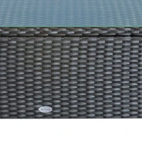 Outsunny PE Rattan Coffee Table, Rectangular Outdoor Coffee Table with Tempered Glass Top, 70 KG Capacity for Garden, Balcony, Terrace, Patio, Black(m-6)
