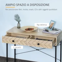 HOMCOM Tavolo Consolle Vintage in Legno e Metallo Nero per un Ingresso dal Design Contemporaneo, 2 Cassetti 90x35x76cm(m-4)