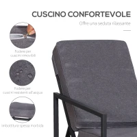 Outsunny Set 5 Pezzi Mobili da Esterno, 2 Sedie Sdraio Reclinabili, 2 Pouf e 1 Tavolino, Grigio e Nero, Metallo e Poliestere(m-6)