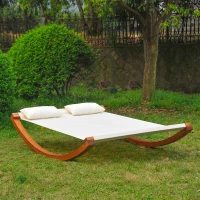Outsunny Garden Day Rocking Bed Sun Lounger Patio Furniture Hammock With Pillows Wood(m-7)
