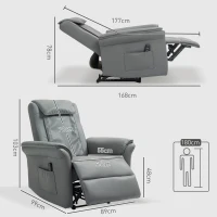 HOMCOM Recliner Armchair with 3D Kneading Massage, Breathable Leather Recliner Chair with Back Massager and Headrest, Electric Reclining Chair with Footrest, Remote, USB Port, Side Pockets for Home(m-3)