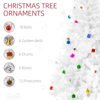 HOMCOM 6ft Snow Artificial Christmas Tree w/ Metal Stand Decorations Home Seasonal Elegant Faux White(m-4)