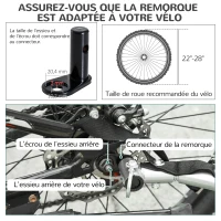 PawHut Remorque velo pour chien animaux avec 8 reflecteurs drapeau bleu noir(m-9)